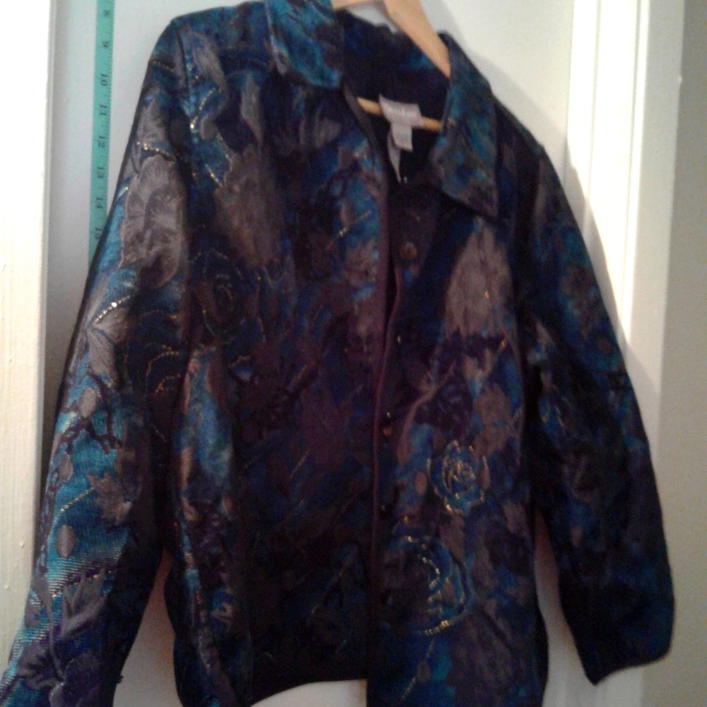 Tan Jay Turquoise/Black Jacquard Reversible Jacket